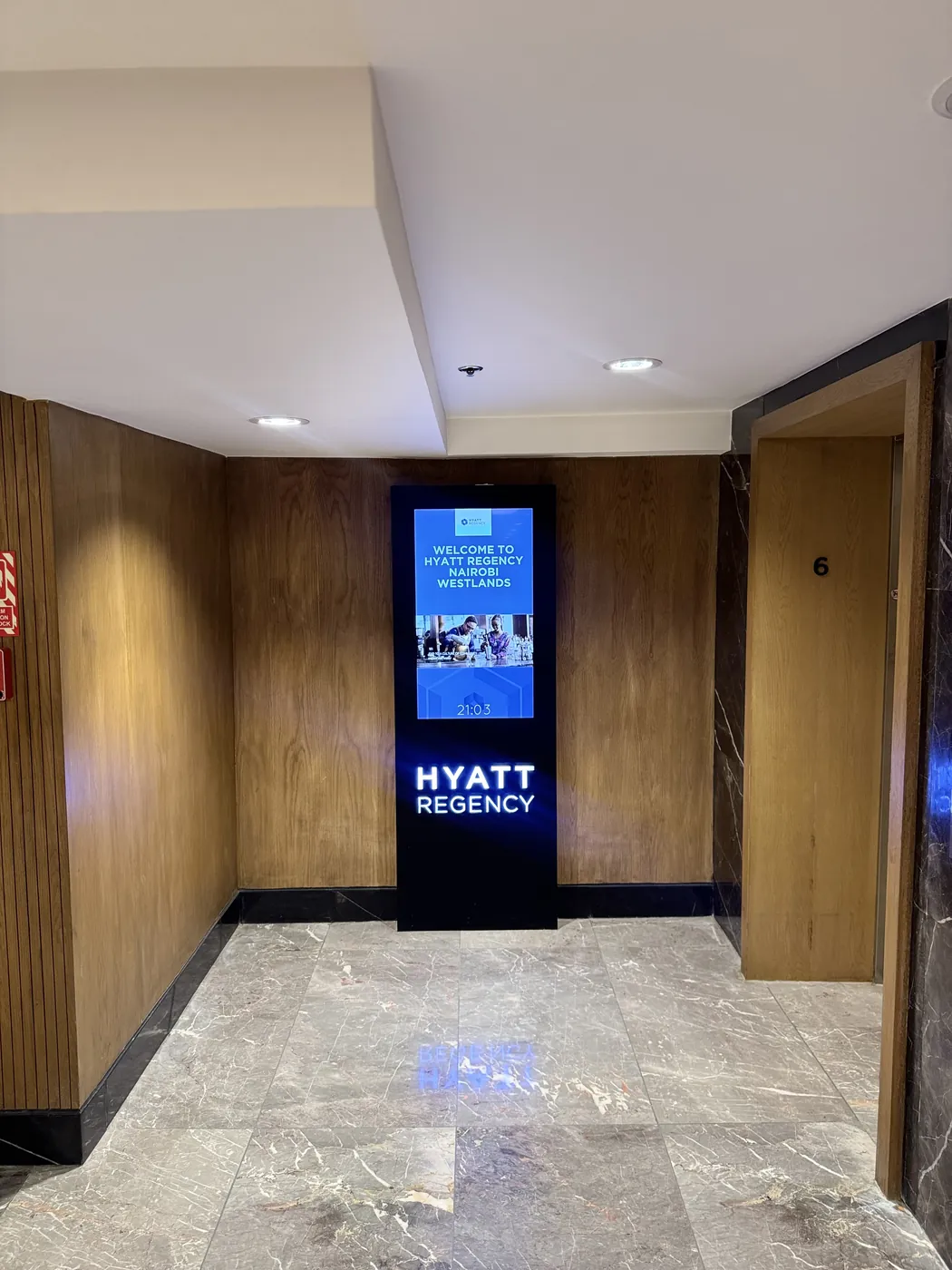 Hyatt Regency Nairobi Westlands entrance signage, home of District 6 Sports Bar